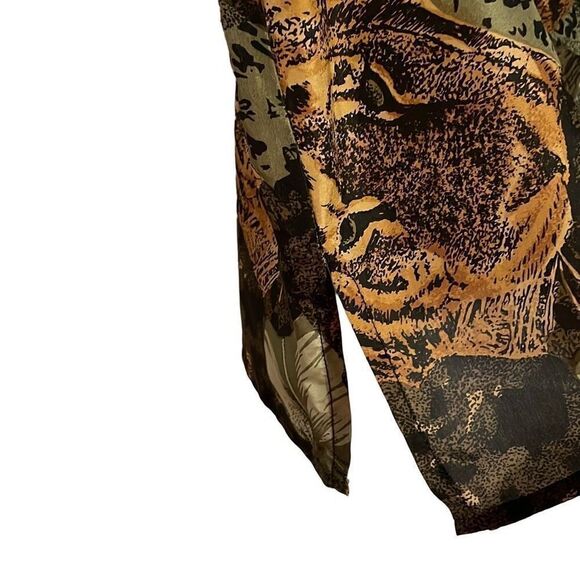Silk Touch leopard and leaves print hand washable silk simple tunic XL - Picture 5 of 8